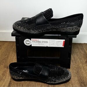 Aldo Black and Silver Rhinestone Loafers